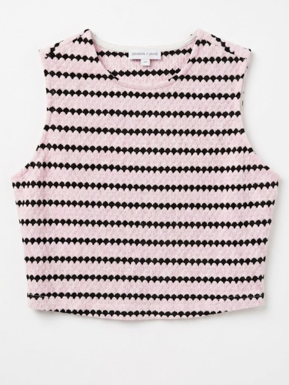 Pink and Black Striped Cropped Tank Top